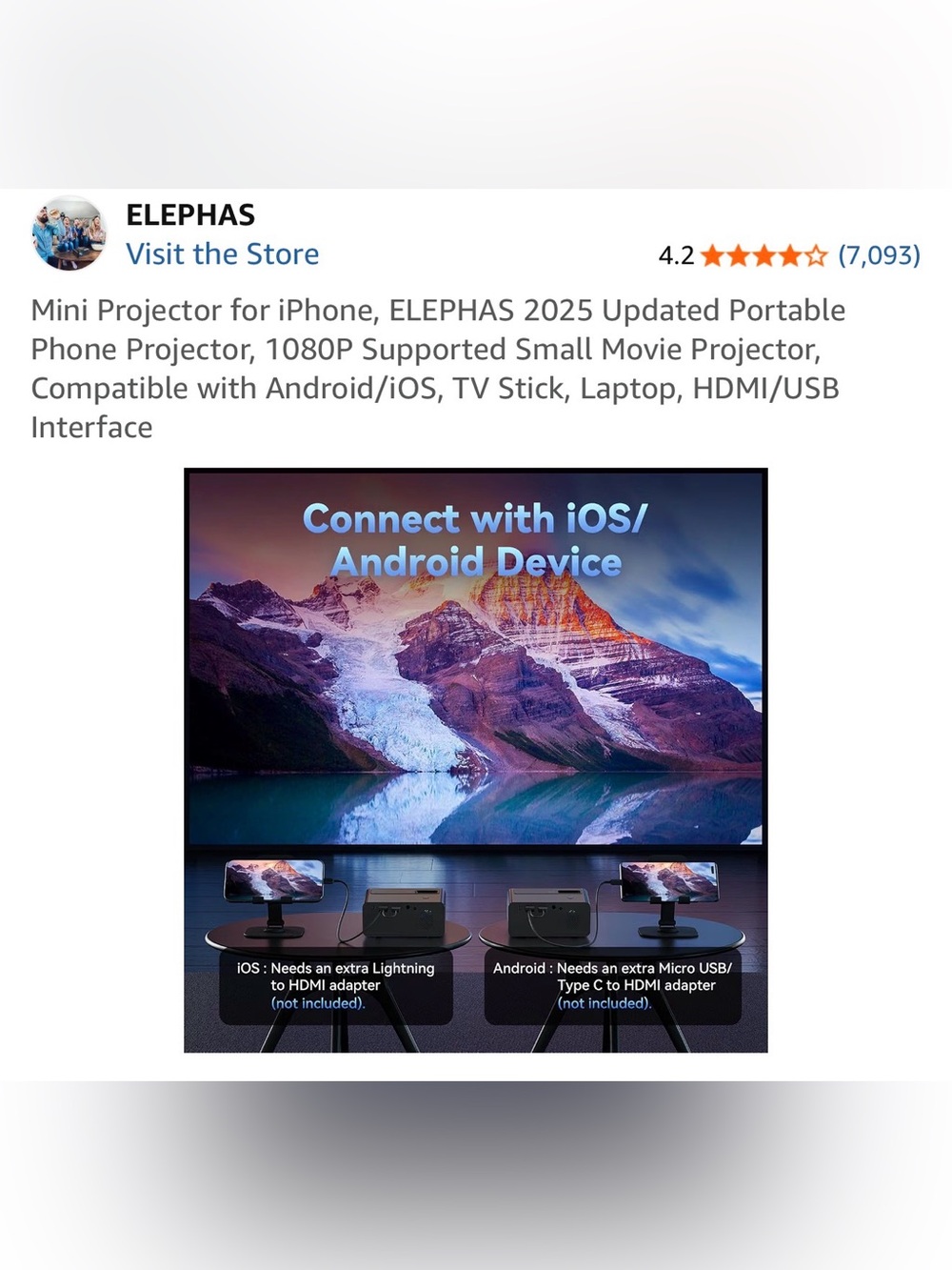 NIB - Elephas Video Mini Projector - Picture 3 of 3